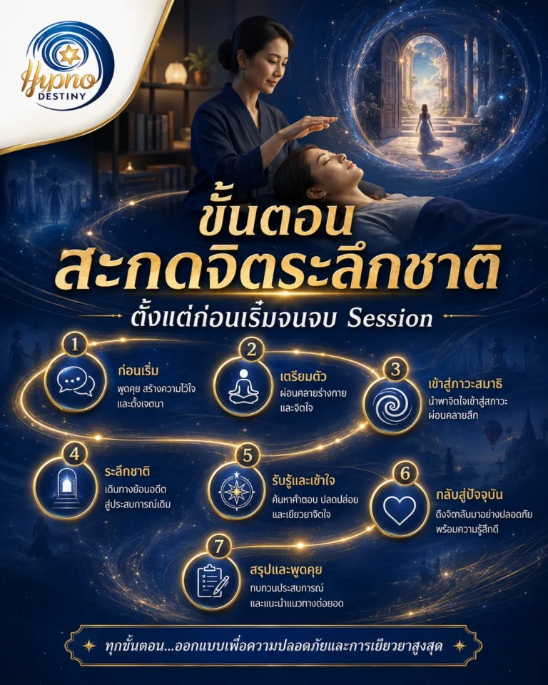 ขั้นตอนสะกดจิตระลึกชาติ ตั้งแต่ก่อนเริ่มจนจบ Session
