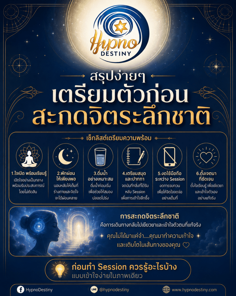 สรุปง่ายๆ เตรียมตัวก่อนสะกดจิตระลึกชาติ เช็กลิสต์ก่อนออกจากบ้านและก่อนเข้า Session